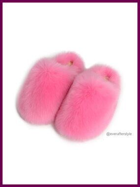 Faux Fur Slides Furry Plush Slippers Indoor Outdoor Slip On